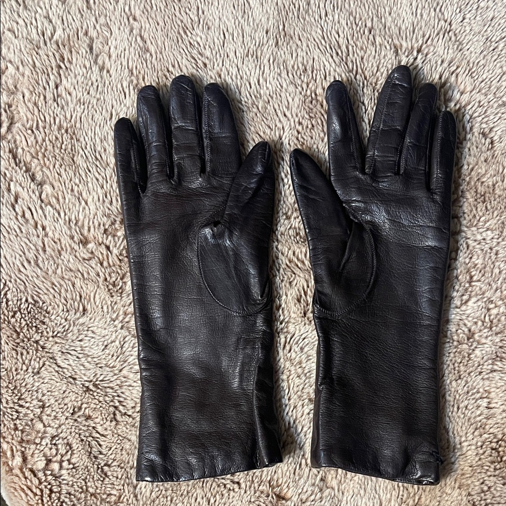 Saks Fifth Avenue Brown Leather Gloves